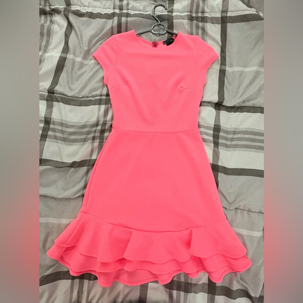Aqua Vibrant Pink Cap Sleeve Mini Dress